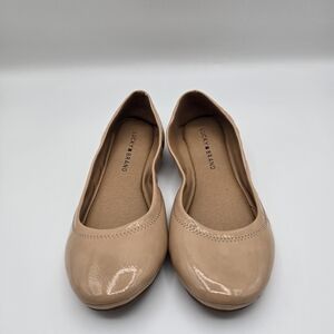 Lucky Brand Tan Faux Patent Leather Lightweight Ballet Flats Shoes Women Size 8